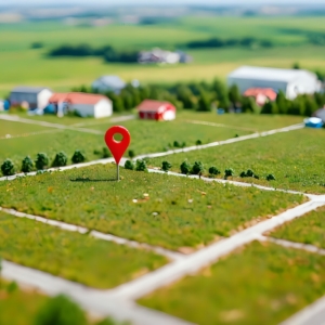 Land plot in aerial view.